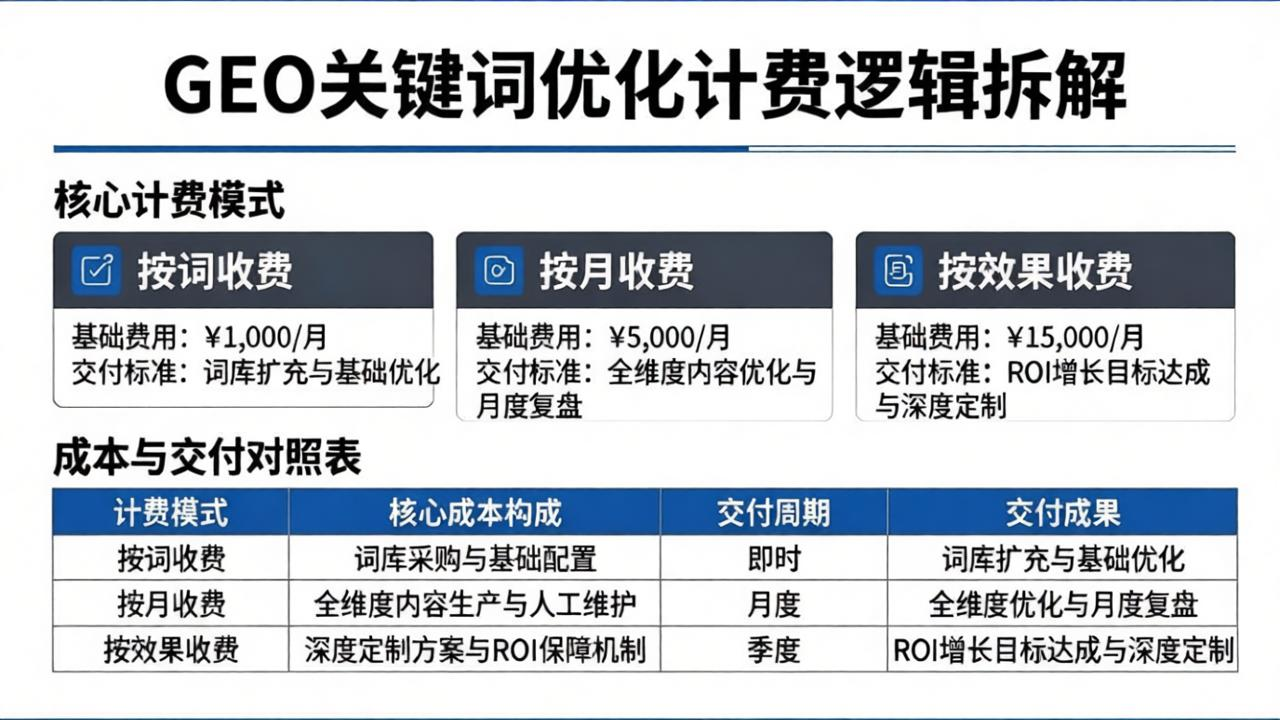 2026 生成式引擎营销收费指南：GEO 关键词优化计价标准与行业避坑依据